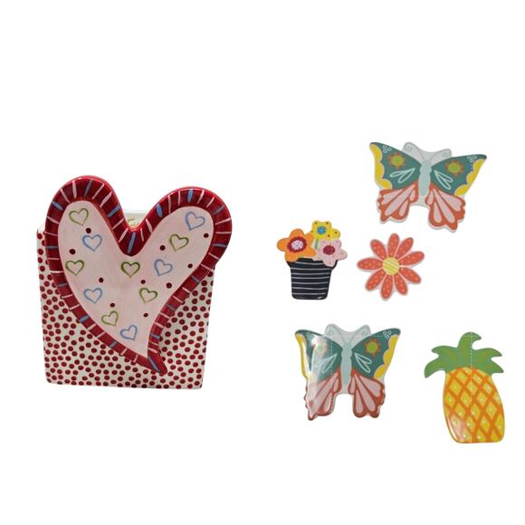 Lot of 6 Coton Colors Happy Everything Ceramic Attachments Spring Floral - Picture 1 of 3